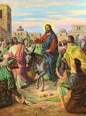 Jesus riding on the donkey, Palm Sunday